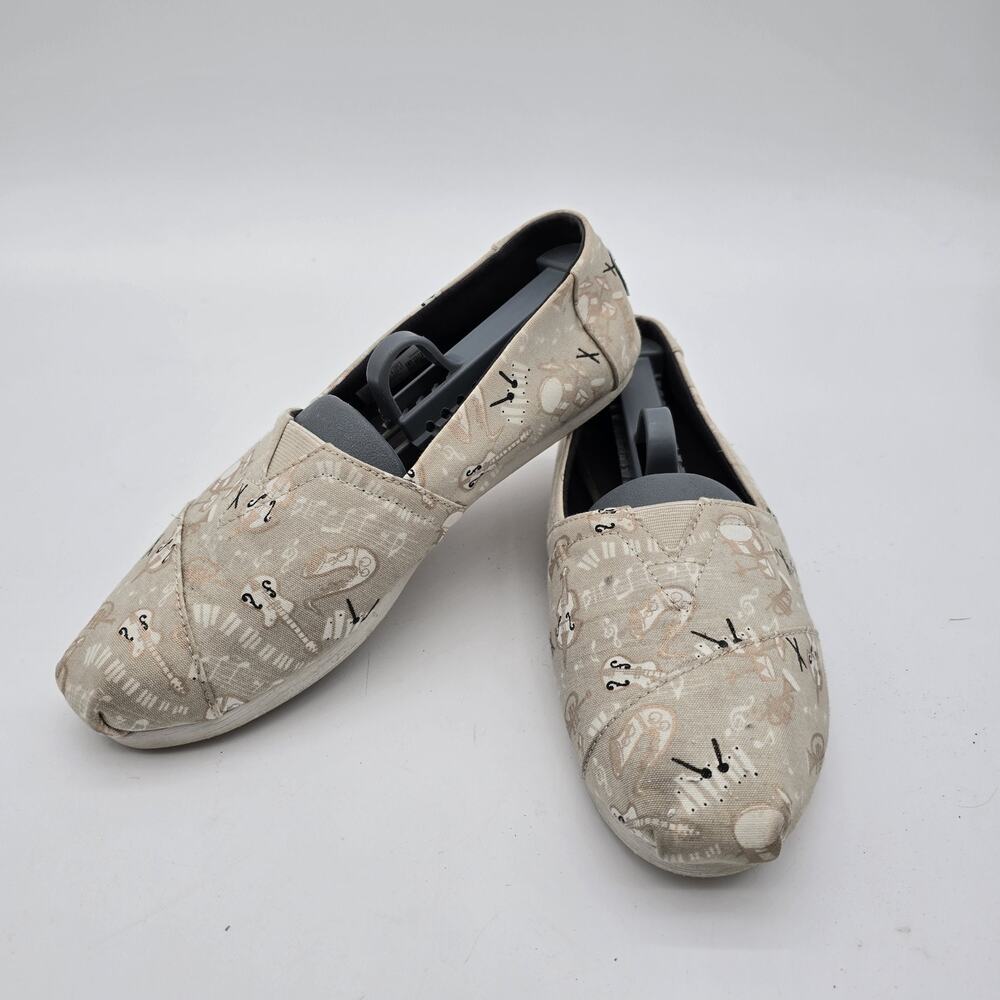 Toms Shoes Womens 7.5 EU 38 Canvas Slip Ons Music Instuments Violin Viola Cello